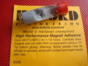 Koford Hight temperature epoxy magnet adhesive.