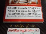 NSR 2mm axle spacers, .010" thickness, brass, 10 pcs