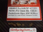 NSR 2mm axle spacers, .020" thickness, brass, 10 pcs