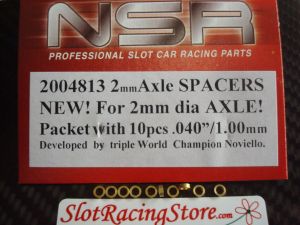 NSR 2mm axle spacers, .040" thickness, brass, 10 pcs