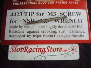 NSR replacement hard steel tip 1,5mm (.064")  for motor mounting screws or BRM axle gear/wheel setscrews