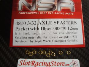 NSR 3/32" axle spacers, .005" thickness, brass, 10 pcs