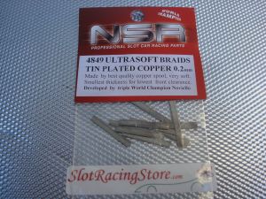 NSR tin plated copper super racing braids, 0,2mm thick, 10 cut braid sections/package