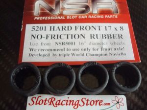 NSR front tires, slick zero grip, hard rubber compound, 17 x 8, only for 16mm diameter wheels, 4 tires/package