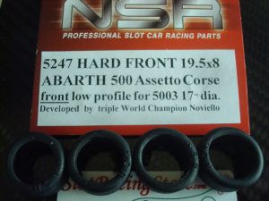 NSR front tires, slick zero grip, hard rubber compound, 19.5 x 8, only for 17" diameter wheels, Abarth 500 front tires, 