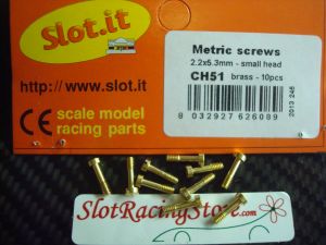 Slot.it viti metriche in ottone 2.2 x 8 mm, testa piccola, 10 pezzi