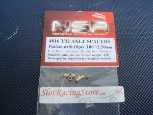 NSR 3/32" axle spacers, .060" thickness, brass, 10 pcs
