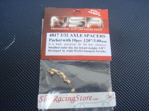 NSR 3/32" axle spacers, .060" thickness, brass, 10 pcs