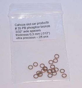 Cahoza phosphor bronze 3/32 axle  spacers, thickness 0,3mm (.012")  (24 per bag)