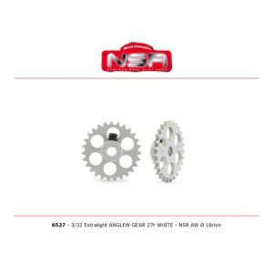 NSR 3/32 spur gear extralight 27t, Anglewinder, aluminium, white, diameter: 16,mm, for 7,50mm pinions