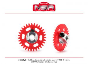 NSR 3/32 plastic gear 31t, Anglewinder,ultralight and balanced hub, red, diameter: 16mm, for 7,5mm pinions