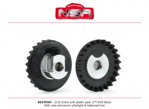 NSR 27teeth in line gear for 3/32" axle, black, balanced hub, for NSR 5,5mm pinions