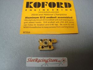 Koford assembled alluminium C-can endbell with gold plated alluminium hoods, no drilled