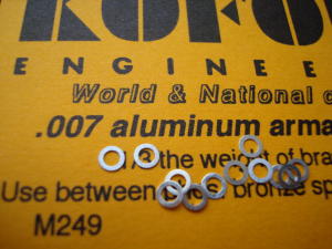 Koford spessori motore, spessore .007" , alluminio. 12 per confezione