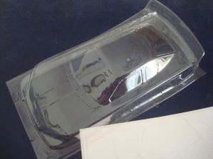 JK 1/24 Toyota stock car clear body, 4.0" wheelbase, .007" thick with mask