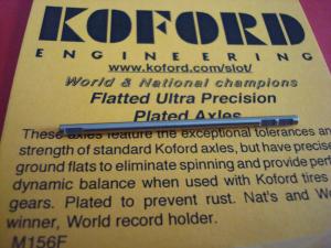 Koford 3/32" diameter drill blank axle with flats for tires and gear